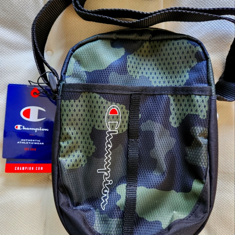 Champion cross-body bag, green, 9"x7"x2"